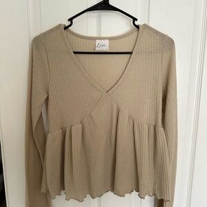 Tan Babydoll Long Sleeve Sweater